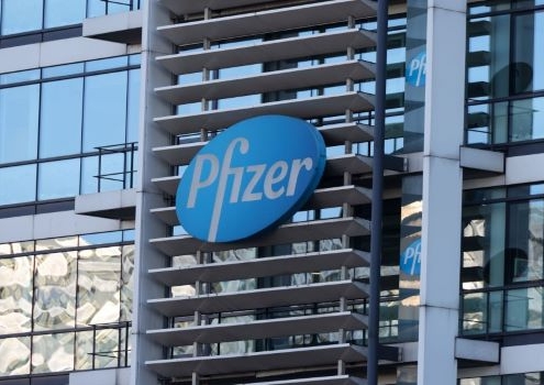 Pfizer building sign logo