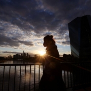 European Central Bank skyline, Frankfurt, Germany