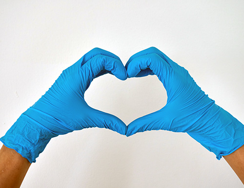 Heart, surgical gloves